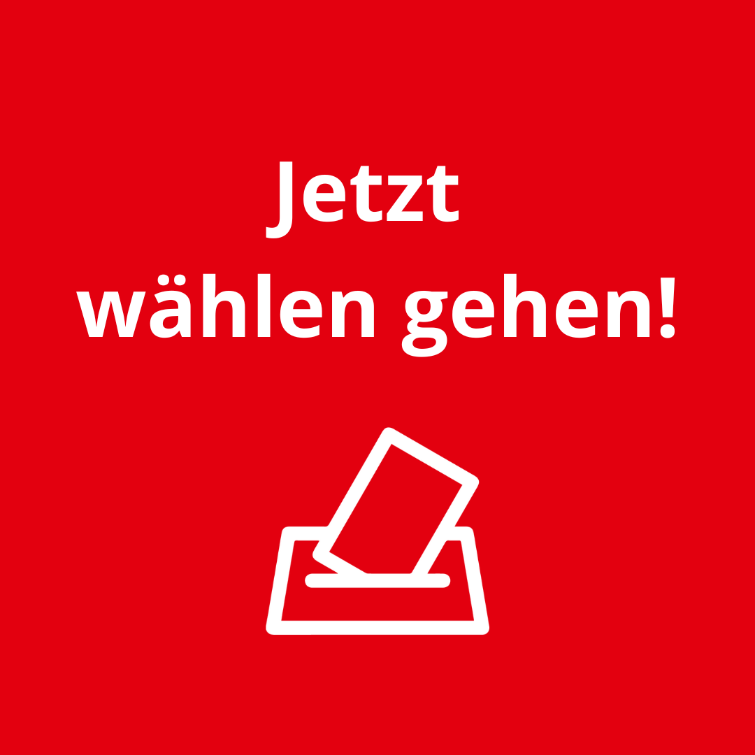 Beitragsbild mit dem Text "Jetzt wählen gehen!" und einem Piktogramm einer Wahlurne