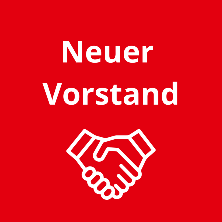 Beitragsbild mit dem Text "Neuer Vorstand" und Piktogramm mit zwei Händen